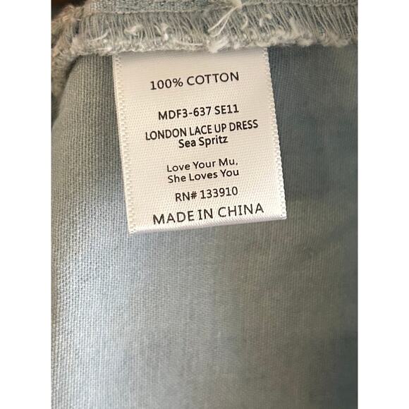 Show Me Your Mumu London Lace Up Denim Dress in Sea Spritz M NWT - Picture 7 of 8
